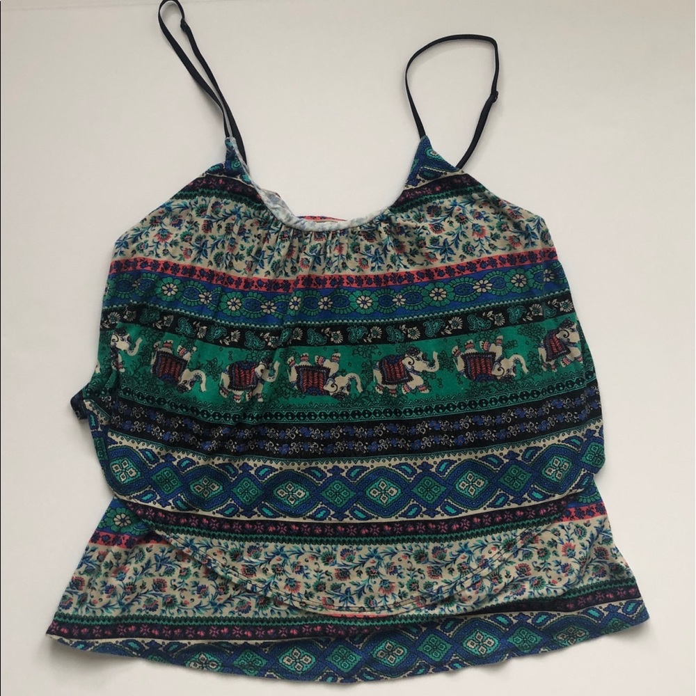 Cropped layered tribal/elephant tank